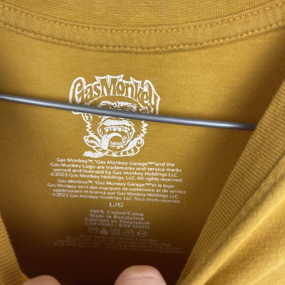 Gas Monkey Garage T-Shirt Yellow Short Sleeve Racing Y2K Hot Rods Men’s L* - Picture 6 of 8